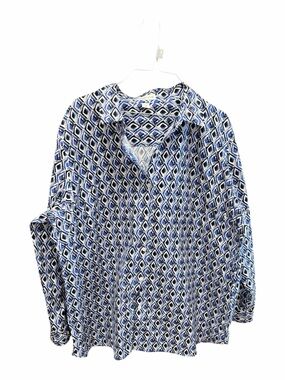 Blue Geometric Print women’s Shirt - Classic Button-Up